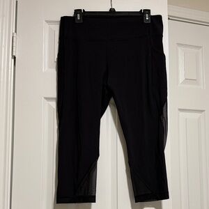 Lululemon Black Cropped Leggings with Mesh Detail